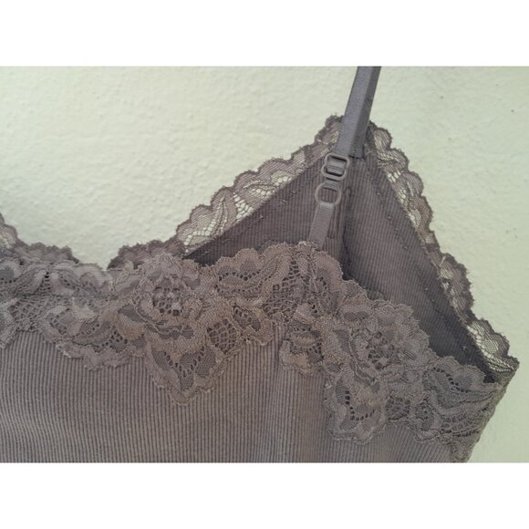 Apostrophe Y2K Lace Balletcore Stretch Knit Size Large Petite Cami Mocha Brown - Picture 4 of 7